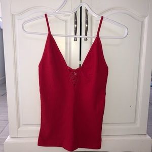 Red Free People Stretch Tank Top